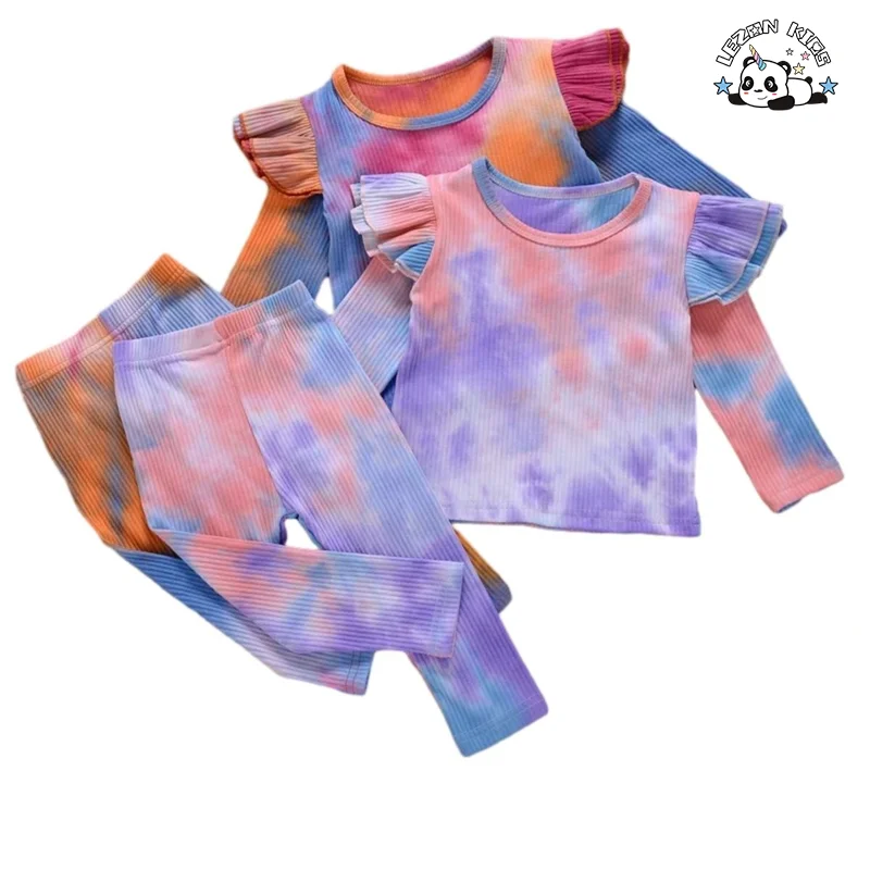 LEZONKIDS - Conjuntos de Roupas para Meninas Bebês Esportivas Casuais Personalizáveis com Camiseta de Manga Longa e Calça Longa